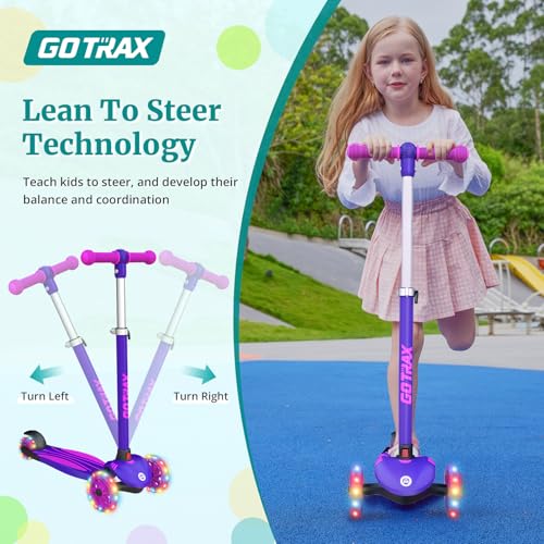 Image of Gotrax KS1 Kids Kick Scooter, 3 Wheels for Boys & Girls 2-8, Gifts | LED Light-Up Wheels, 3 Adjustable Handlebar, Easy Assembly, Lightweight, Wide Anti-Slip Deck, Lean to Steer, Max Load 110 lbs