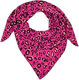 styleBREAKER Damen Baumwoll-Musselin Dreieck Schal mit Leoparden Muster, Musselin Schal, Leichtes Tuch 01020045, Farbe:Pink