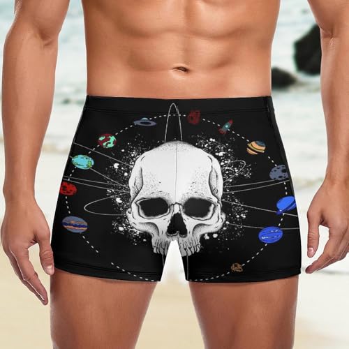 Maillot de bain boxer homme blanc Planète Crâne séchage rapide - 5