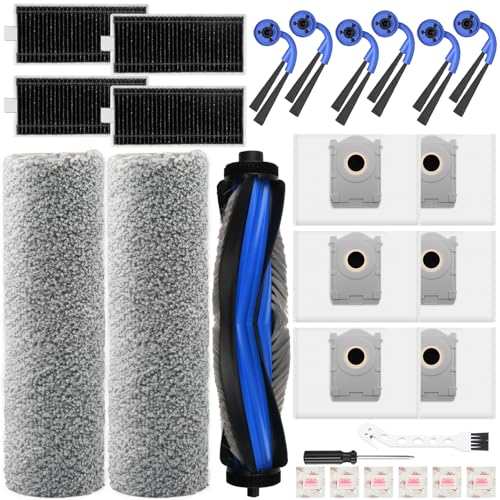 26 Stück Zubehörset für Ecovacs Deebot X9 pro Omni / X11 PRO Omni, 1 Hauptbürste 2 Mopp Reinigungswalze 6 Staubbeutel 6 Seitenbürsten 4 Filter 1 Reinigungsbürste 6 Flach-Duftstein, Roboter-Zubehör