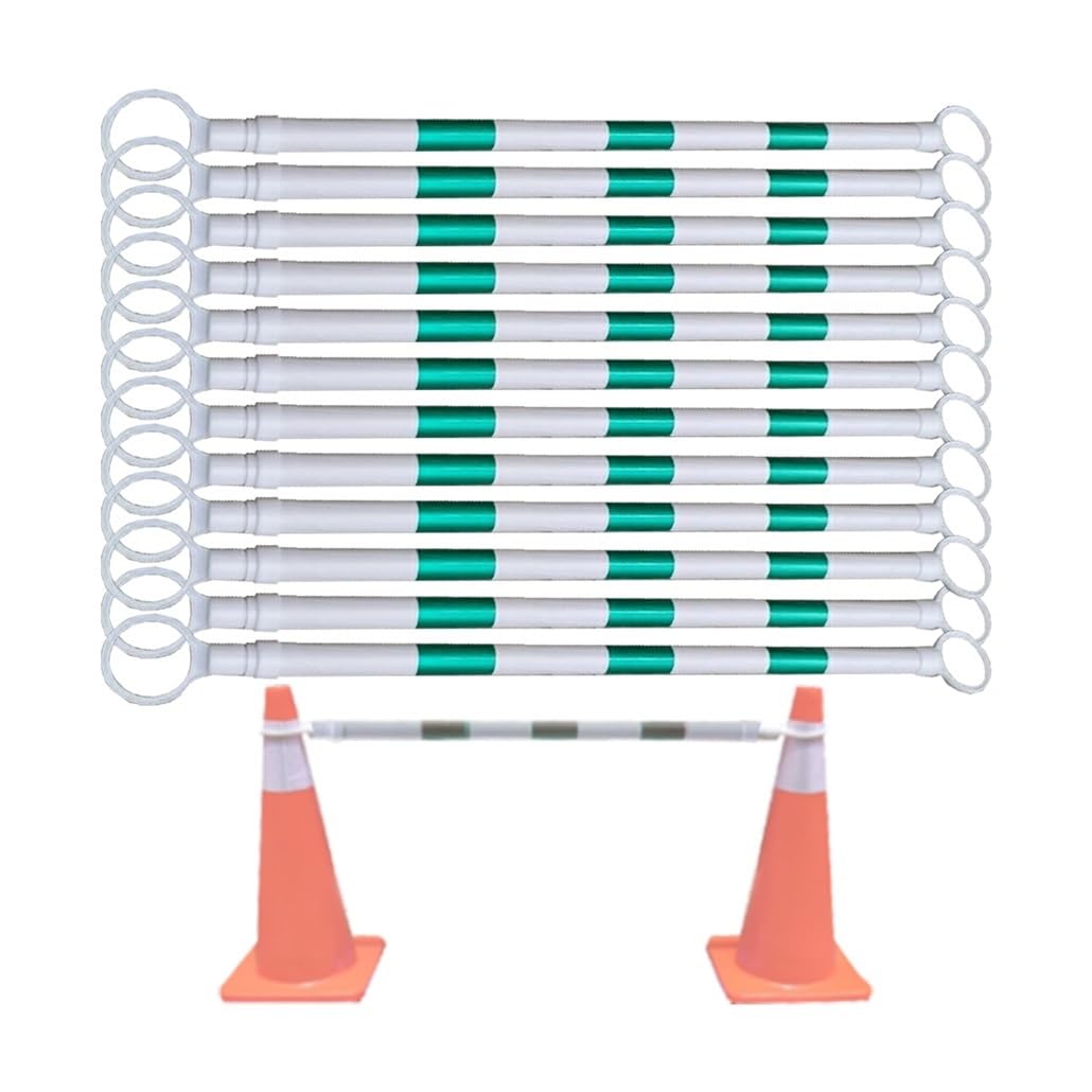 Green And White 12 Packs Retractable Safety Barricade Pole, Telescopic Reflective Traffic Cone Barrier, 4.1-6.56 Feet Traffic Cone Bars For Enhanced Visibility & Crowd Control(Green And White)