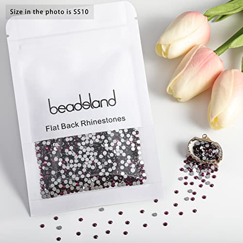 Image of Beadsland 2880pcs Flat Back Crystal Rhinestones Round Gems for Nail Art and Craft Glue Fix, Amethyst,SS10,2.7-2.9mm | Flatback Glass Gems, 2.7-2.9mm, for Nail Art Craft, Glue Fix