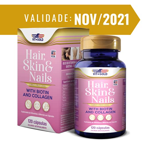Hair Skin & Nails (Cabelo, pele e unhas) Vitgold 120 cápsulas