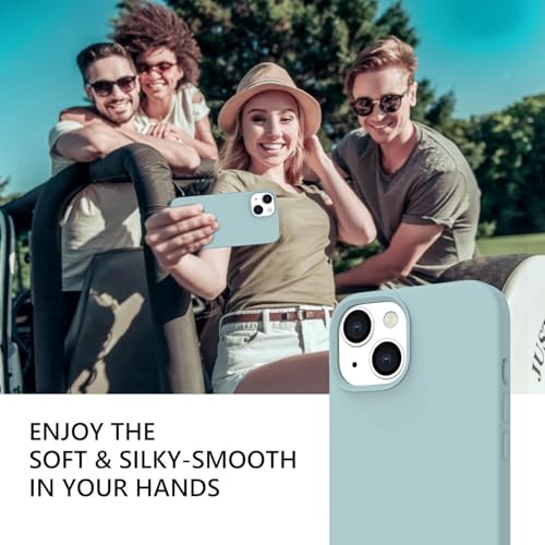 Image of DIZORO Compatible with iPhone 13 Case, Liquid Silicone Case, Full Body Protective Cover, Shockproof, Slim Phone Case, Anti-Scratch Soft Microfiber Lining, 6.1 inch - Mint Green