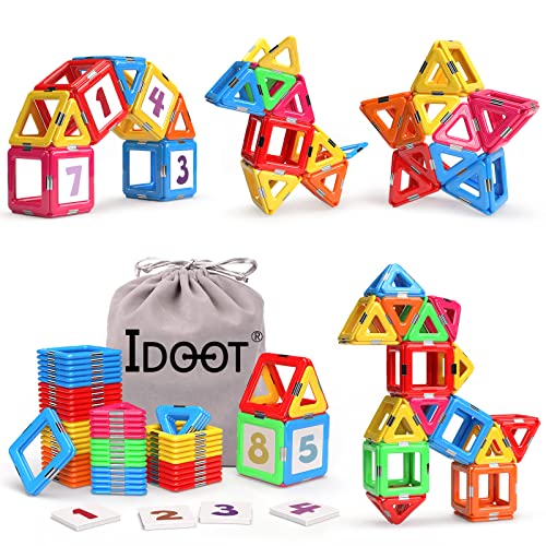 Idoot Magnetic Tiles Blocks Building Toys For Kids, Magnet Stem Toys For 3+ Year Old Boys And Girls Learning By Playing Set Christmas Birthday Gifts With Storage Bags #TOP4