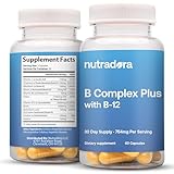 Nutradora Vitamin B Complex with Vitamin C - B Complex Vitamins for Men and Women, 11-in-1 B-Complex for Brain & Energy Support, Immune & Nervous System Support - Non-GMO, 60 Vegetarian Capsules
