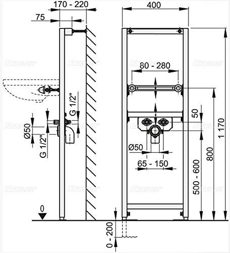Vorwandelement Montagerahmen für Waschbecken Waschtisch Hänge Einbauelement Wand 120 cm