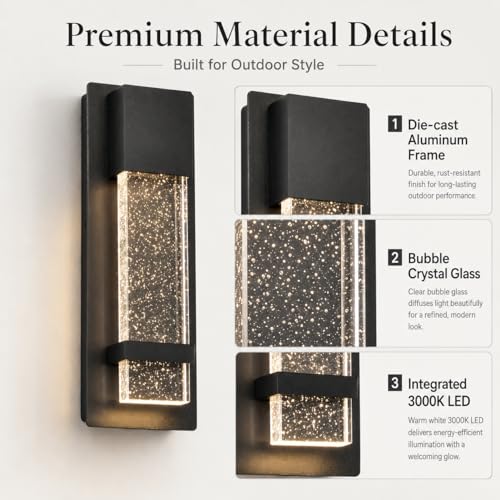 Outdoor Wall Sconce, Black Hardwired LED Porch Light with Bubble Glass by Alighting - Used condition - Image 5