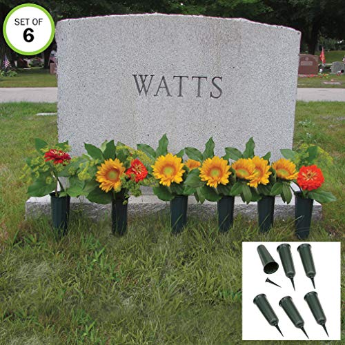 Evelots Cemetery Grave Cone Vase for Fresh/Artificial Flowers-Sturdy Stake-Set/6