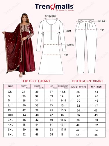 Image of TRENDMALLS Women's Silk Blend Embroidery Sequence Work Anarkali Kurta Pant Set with Dupatta For Women