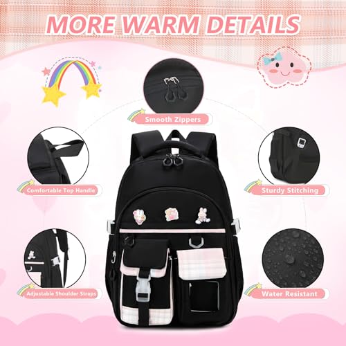 GeeWin Conjunto de mochila escolar para meninas adolescentes, mochila com lancheira isolada combinan