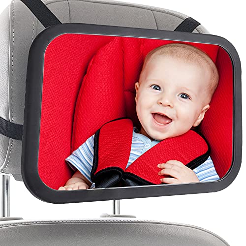 CANOPUS Baby Car Mirror, Car Mirror Baby Rear Facing Seat, Mirror For Baby Car Seat Rear Facing, Baby Mirror For Car, Very Wide Crystal Clear View, Shatterproof Glass, Fully Assembled
