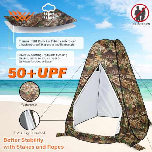 Anngrowy UPF50+ Tienda de Ducha Plegable de 7FT, Refugio Extra Grande para Privacidad miniatura 3