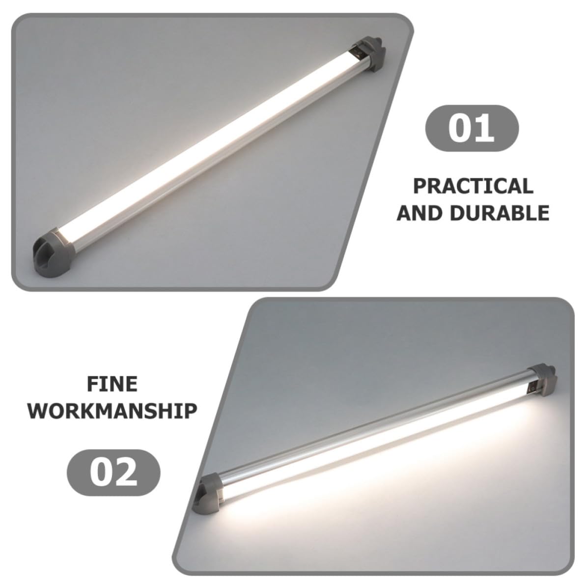 Barra de Luces LED para Interior de Coche y Autocaravana, 60 Leds, 12-24v, 475mm, Ligera Rotación de 180 Grados, Luz Neutra de 4000k para Iluminación
