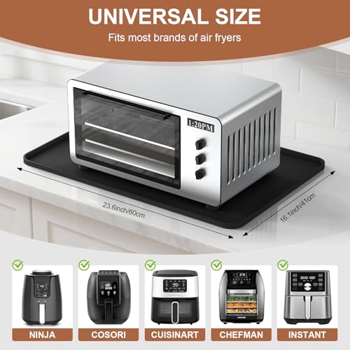 Image of Silicone Mats for Kitchen Countertop, 24x16 inch Heat Resistant Mats for Air Fryer, Non-Slip Counter Protector Pad for Ninja, COSORI, Cuisinart, Coffee Maker, Toaster, Oven - Dishwasher Safe, Black