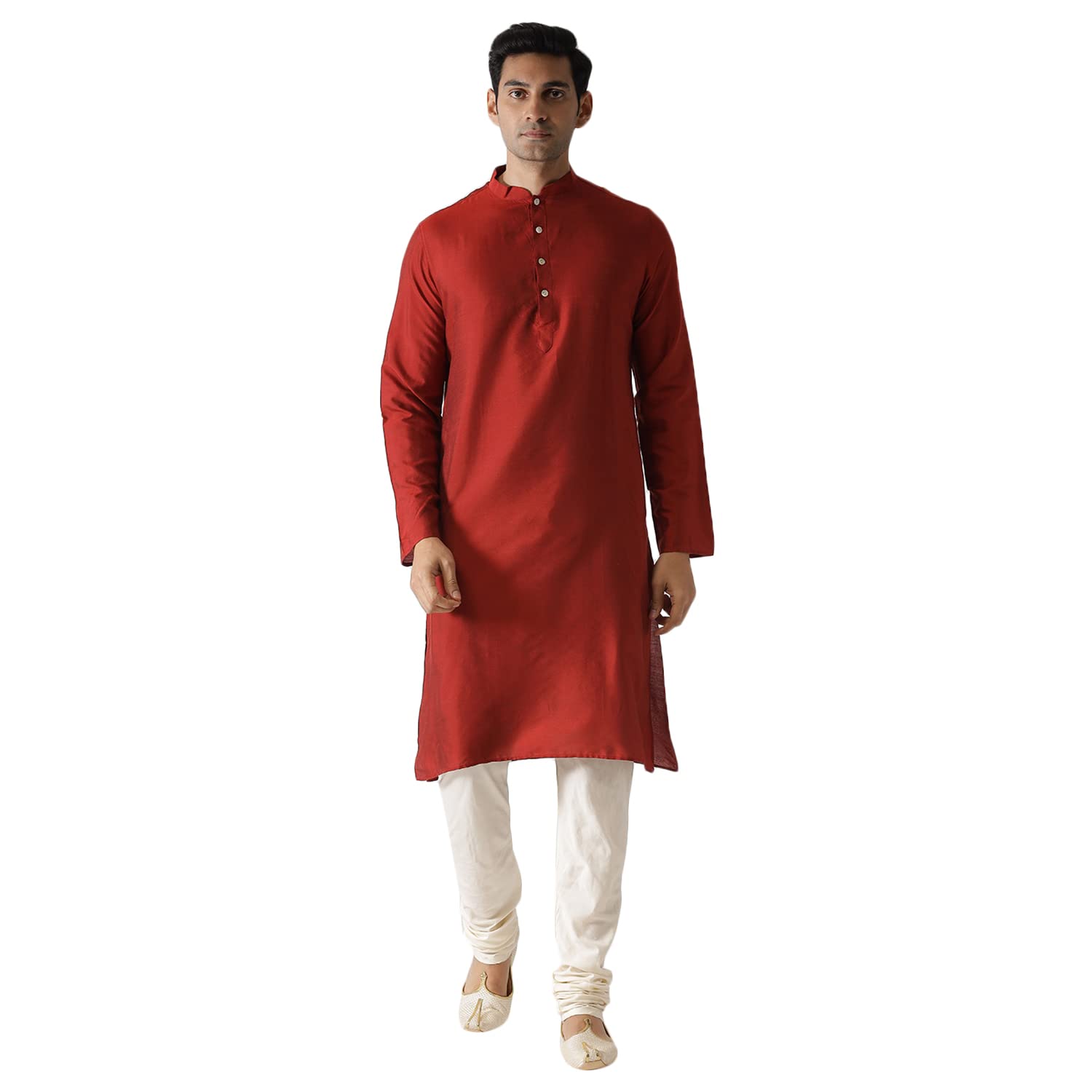 Kisah Men's Indian Ethnic Wear Kurta For Wedding & Festivals | Red | Size: 44 | Ka-090K-44