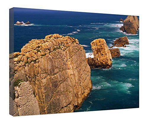 Impression sur toile Rocks On The Coast avec cadre en bois noble 40x50 cm