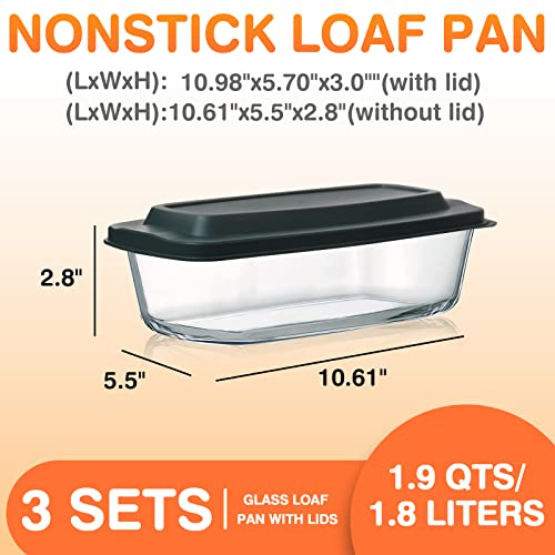 M Mcirco 6-Piece Glass Loaf Pan With Lids Set, Meatloaf Pan With Airtight Lids, Loaf Pan For Bread, Cake, Pastries, Bpa-Free, Easy Grip, Fridge-To-Oven (1800Ml/1.9Qt/ 7.2 Cups) #TOP2