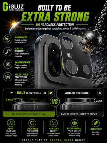 Image of iGluz Compatible with Oneplus 13T / Oneplus 13S Camera Lens Protector (1 Pack) | Premium 9H Tempered Glass Camera Guard | Ultra Clear HD | Scratch Resistant | Case Friendly Fit | Bubble Free Easy Installation