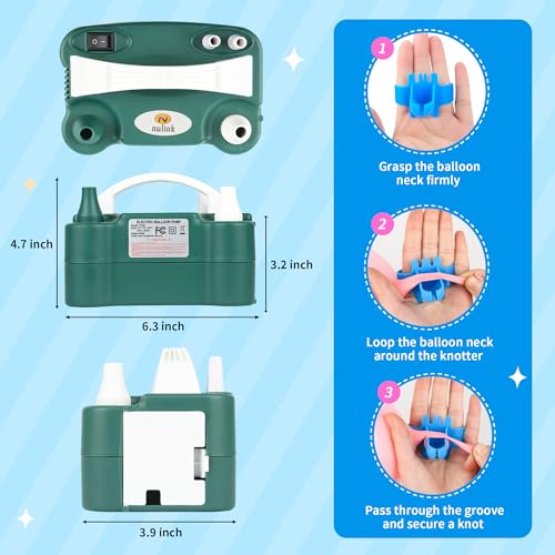 Image of Electric Balloon Pump, Portable Electric Balloon Blower Machine Balloon Air Pump Dual Nozzle 110V 600W Balloon Inflator for Party Decorations