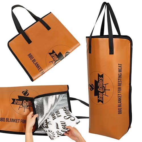 Professional Leather BBQ Blanket for Resting Meat - Insulated Brisket Blanket Meat Resting Bag - Wide Mouth Leak-Proof Design & Max Heat Retention for Tender Brisket, Pork & Turkey - (24 Inch Brown)