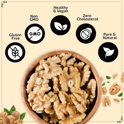 Image of WONDERLAND FOODS (DEVICE) Dry Fruits| Extra Light California Walnut Kernels (Akhrot Giri)| 1Kg (200G X 5) Box