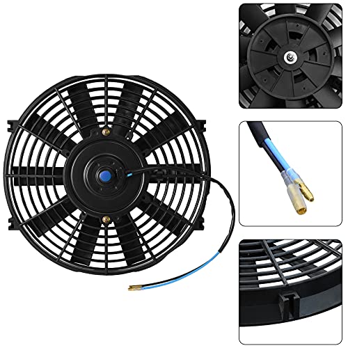 Muhize Radiator Cooling Fans - Universal High Performance 10" Electric Fan, Push/Pull Electric Radiator Cooling Assembly Reversible 12V 80W With Mount Kit (Pack Of 2) #TOP1