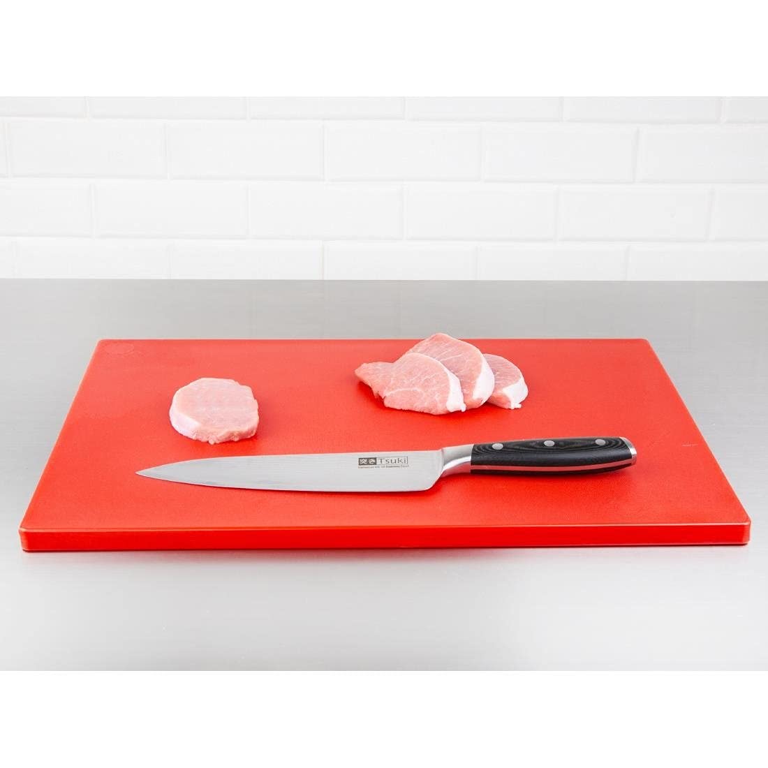 Hygiplas Tabla de cortar extra gruesa de baja densidad, color rojo, 20 x 450 x 600 mm