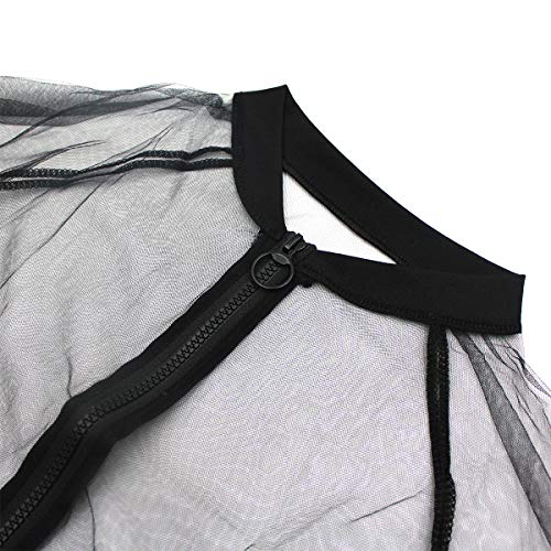 Women's See Through Mesh Bomber Jacket Sexy Mesh Sheer Zip up Long Sleeve Coat Top4