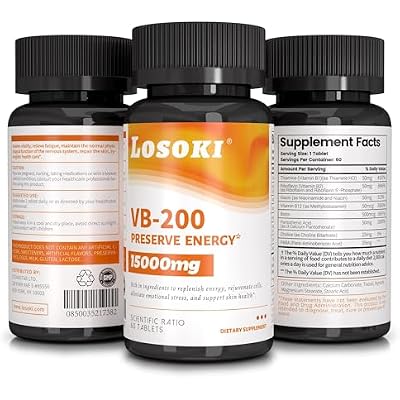 Losoki VB-200 - High-Potency Vitamin B Complex Tablets for Energy - 60 Tablets