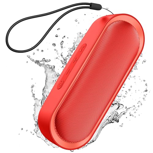 Image of LENRUE Bluetooth Speakers, Waterproof Portable Speakers with TWS, 24 Playtime, Stereo Sound, Wireless for Home Shower Pool Beach Outdoor (Red)