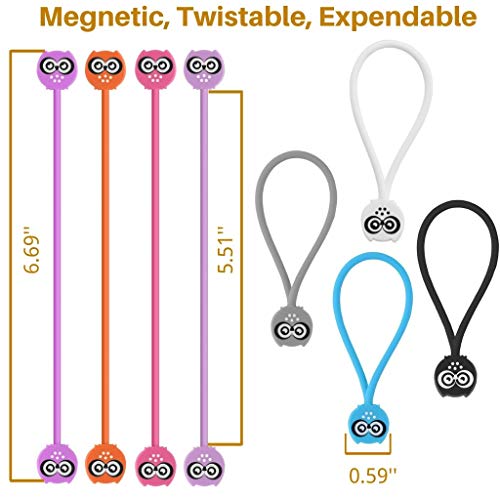 image for SUNFICON Cable Twist Ties Silicone Cable Organizers Magnetic Clips Reu