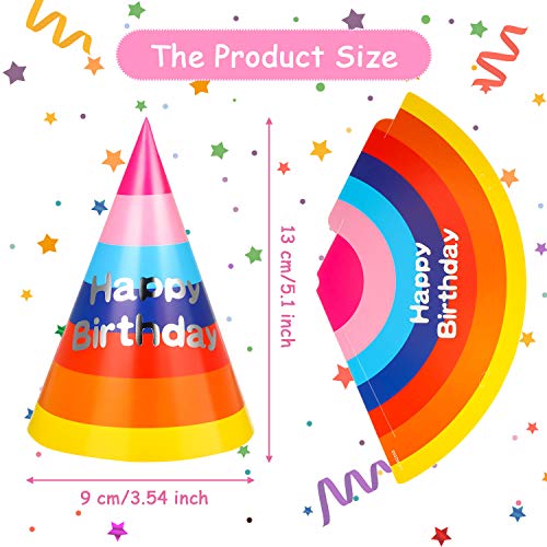 Outus 20 Pieces Rainbow Birthday Party Hats Fun Party Cone Hats Birthday Paper Hats Art Craft Caps Party Supplies For Kids Adults (Bright Style) #TOP1
