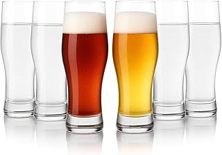LEMONSODA Classic Beer Barware Glasses For Craft IPAs, Hefeweizens, Lagers, Ciders, Seltzers - Gift Ready (Beer Belly Pilsner 14oz, Set of 6)