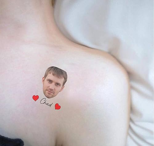 Miniatura 3 de Tatuaje temporal de corazón de amor personalizado con cara de novio, tatuajes falsos personalizados para divertidas despedidas de soltera, tatuajes