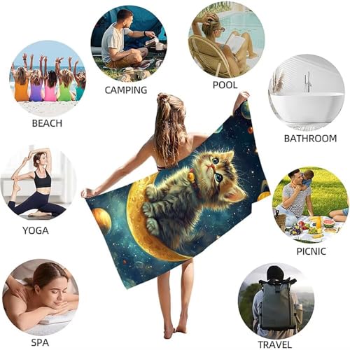 Toalla de playa grande Moon Cat ideal para un regalo de mujer original 7