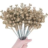 SPWOLFRT Winter Berry Picks, 16 Pcs Artificial Pine Picks/Holiday Berries Picks/Christmas Berry Stem