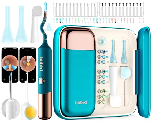 Bebird Pro EarSight Ultra Ear Wax Removal Tool 5G WiFi 1080P/2K HD Digital Otoscope Flexible Visual Ear Cleaner Ear Care Kit with 30 Replacement Silicone Tips