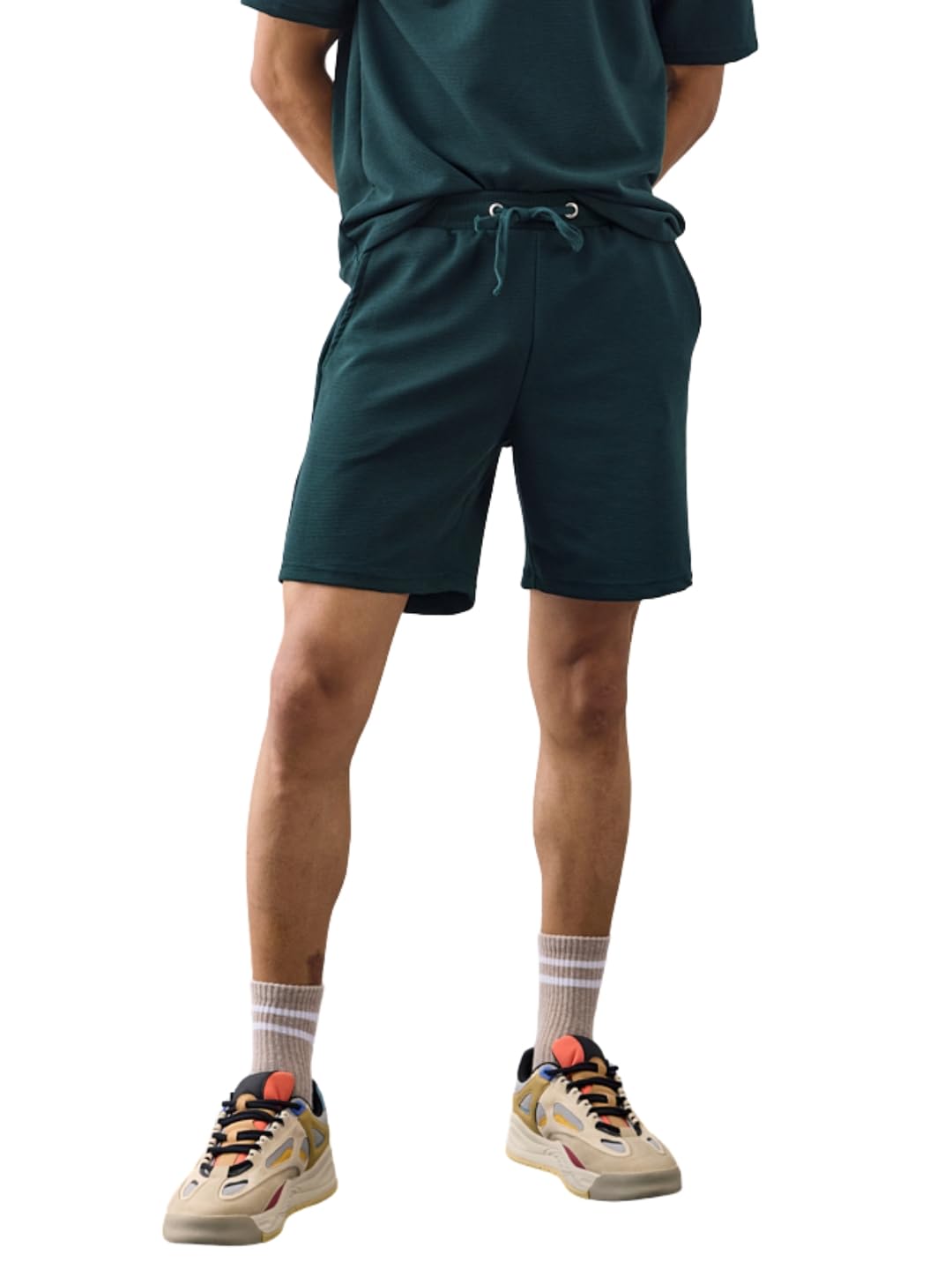 - Men Solid Textured Shorts | Slim Fit Regular Drawstring Shorts for Men | Gym, Running