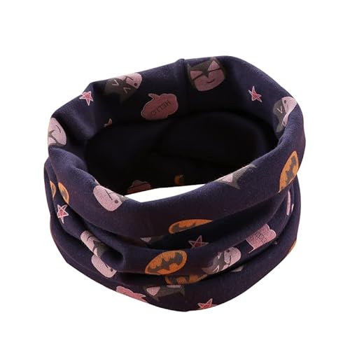 MAKFORT Loop Kinder Mit Beanie Mütze Kinder Baumwoll Schals Baby Schals Winter Loop Schal Junge Und Mädchen (Tibetisches Blau, L)