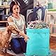 2 Stück Wäschebeutel Reise, Faltbarer Wäschesack Reise, Wasserdicht Wäschebeutel Schmutzwäsche mit Kordelzug, Laundry Bag für Schlafsaal Wäscheraum Reisen Camping, 50 x 60 cm, (Grün & Grau)
