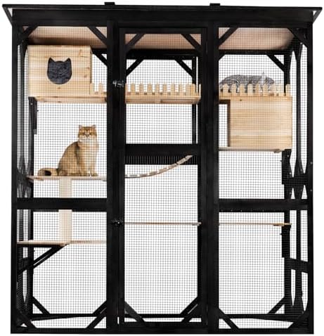 71.1" L Large Cat Catio Outdoor Cat Enclosure Window Acess, Walk-...
