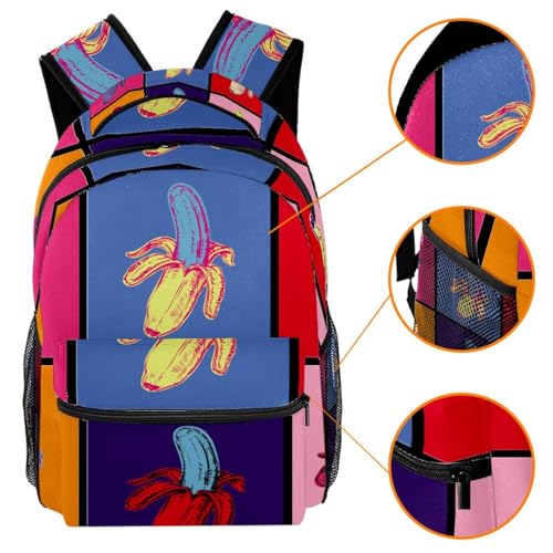Sac à dos d'école Pop Art Banana ergonomique contre le mal de dos