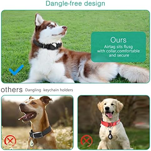AirTag Dog Collar, ORIA Reflective Heavy Duty Dog Collar with Airtag Holder, Adjustable, Lightweight and Comfortable, Pet Collar with Quick Release Buckle [Size S]