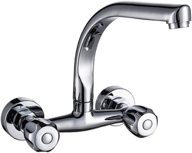 Wall-Mounted Copper, Kitchen Sink, Sink, Balcony Laundry Pool, in-Wall mounting, Double-Hole, hot and Cold, Faucet