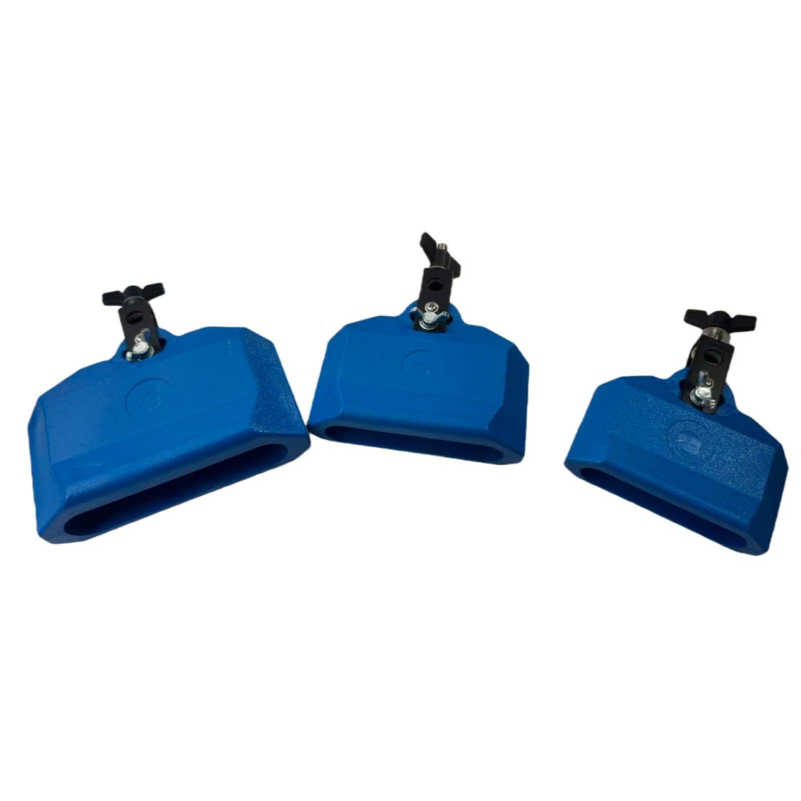 Set di Batteria Da 3 Pezzi, Supporto per Campane, Blocchi per Percussioni Latine, Montaggio in Lega di Zinco, Ideale per Gruppi Musicali, Blu