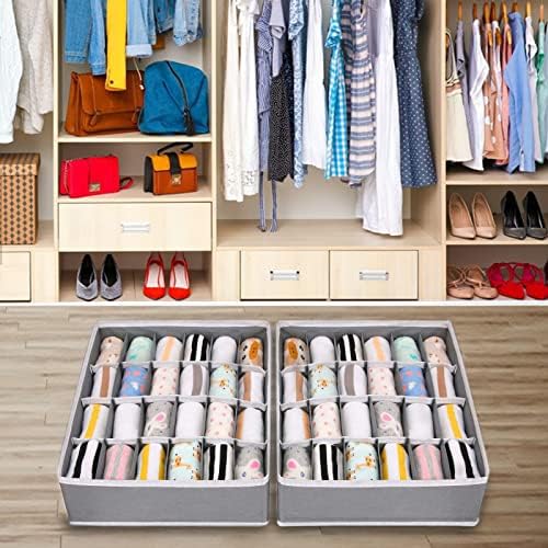 NEUSID Drawer Organisers, 2 Pack 24 Cells Collapsible Closet Cabinet Organizer Underwear Storage Boxes, Antibacterial Dustproof Odorless Draw Organizer Foldable Underwear Socks Tie Organizer