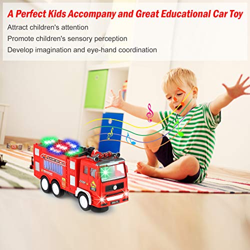 Xruison Camion Pompieri Giocattolo con 4D LED Luci...