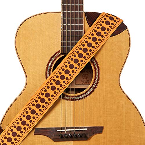 Amumu Polka Dots Guitar Strap Orange with 3 pick holders for Acoustic, Electric, Bass Guitars W/FREE 3 Picks & Strap Blocks & He