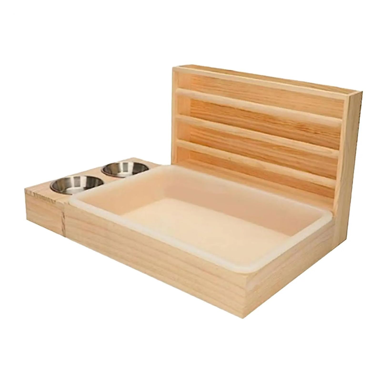 Distribuidor automático de heno para Conejos Dispensador de Comida for Conejos, comedero heno Madera con Caja Arena, Cuencos, alimentador Agua for, hámster, Animales pequeños